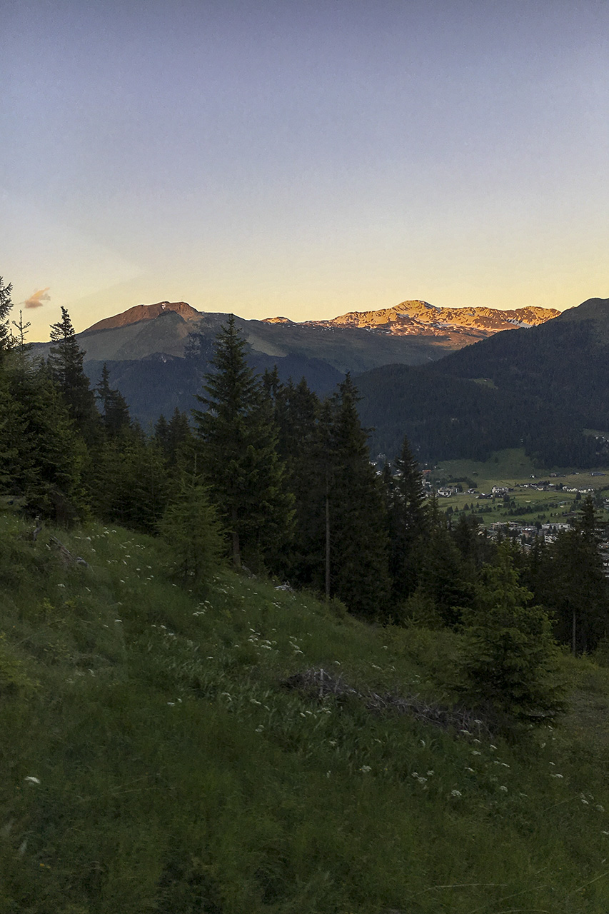 Sunset view across Davos, Graubünden, Switzerland