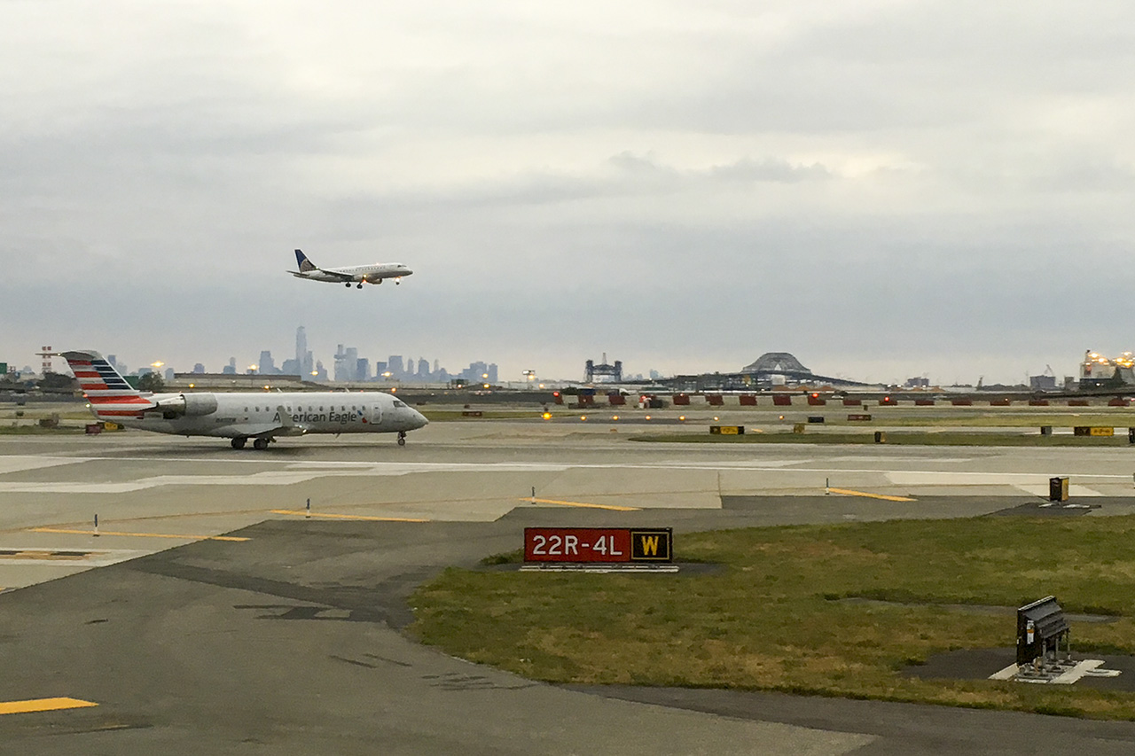 Layover at EWR with NYC in the background, New Jersey, USA