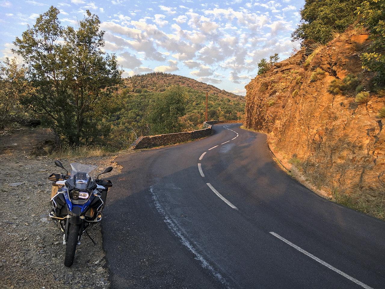 Sunrise on D998 near Vialas, Cevennes, France