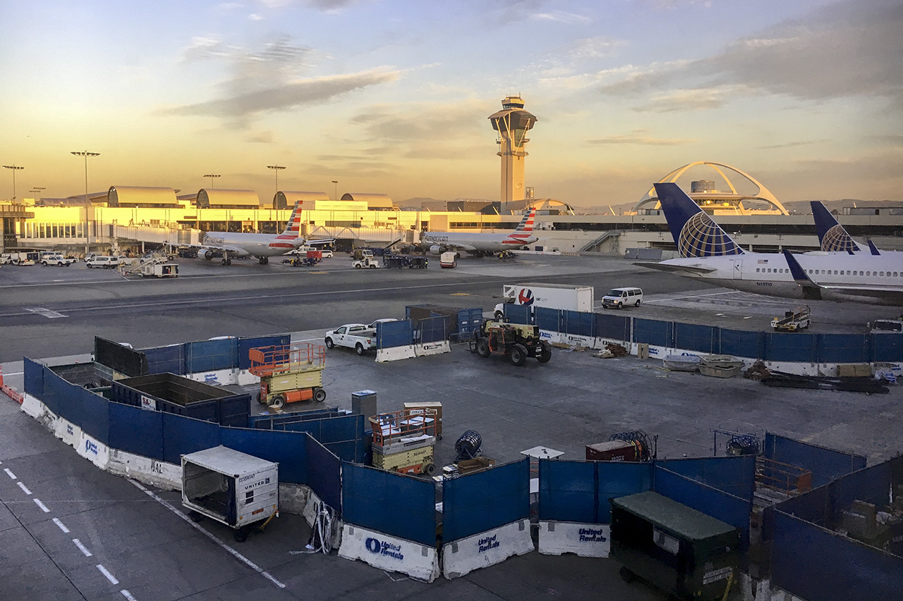 Early morning airport departure