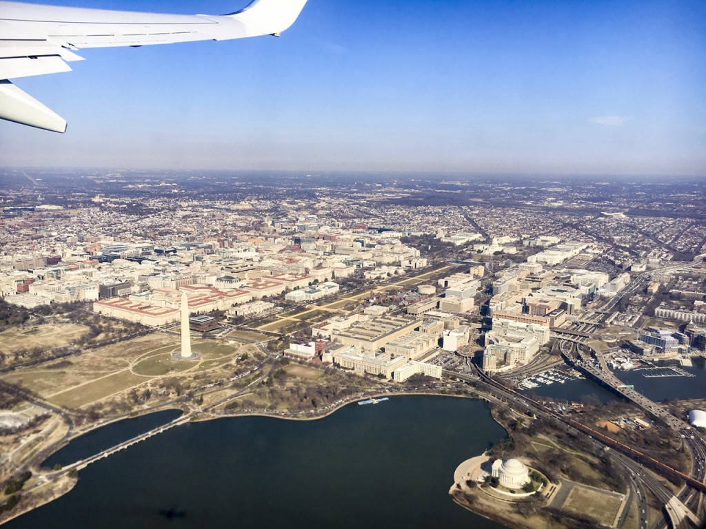 View of Mall and Tidal Bassin with Jefferson Memorial, Washington D.C., USA