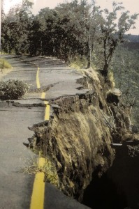The 1983 Kaoiki Earthquake caused the collapse and rerouting of Crater Rim Drive