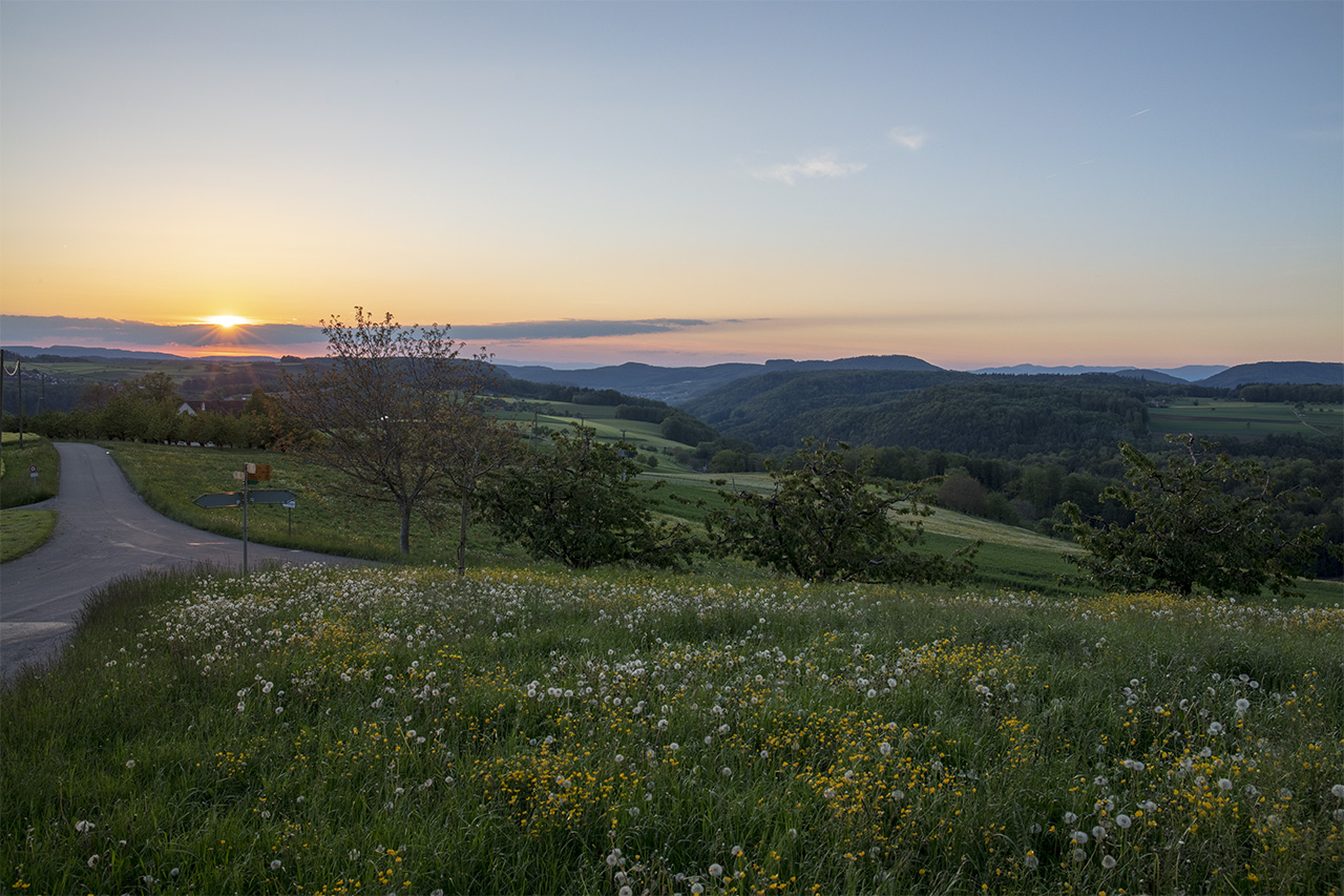 Sunset near Häfelfingen, Jura mountains, Baselland, Switzerland