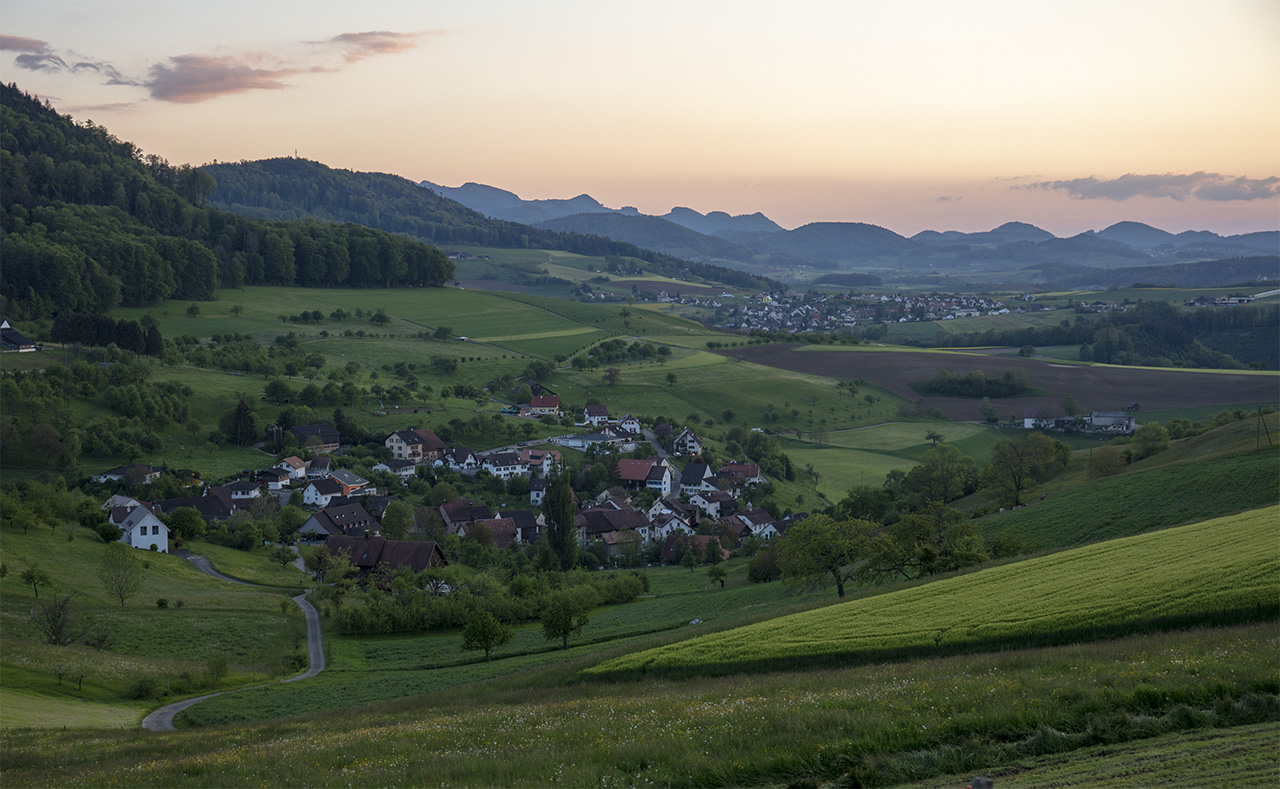 Sunset near Häfelfingen, Jura mountains, Baselland, Switzerland