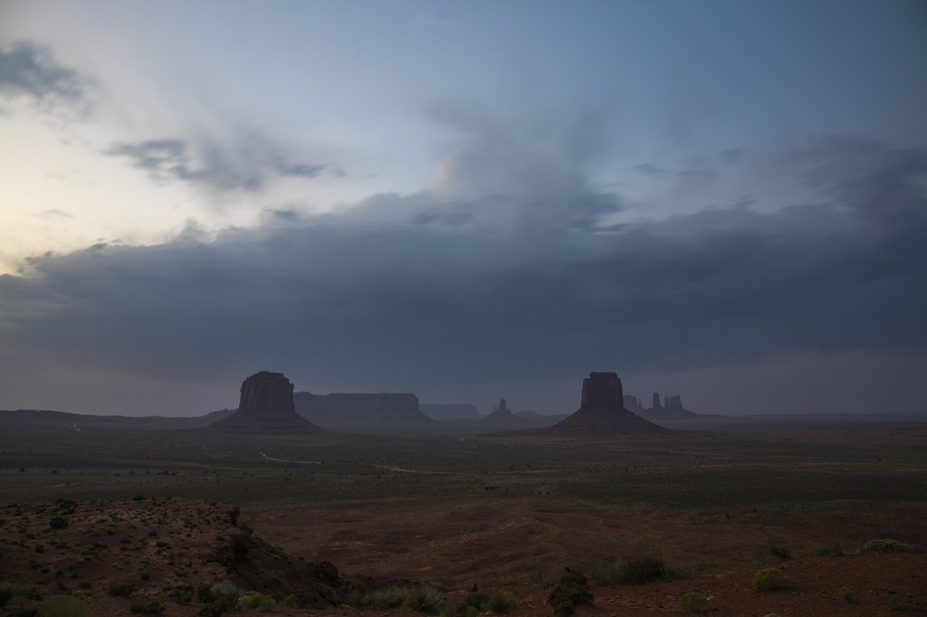 Monument Valley from Artist's Point in a brewing thunderstorm