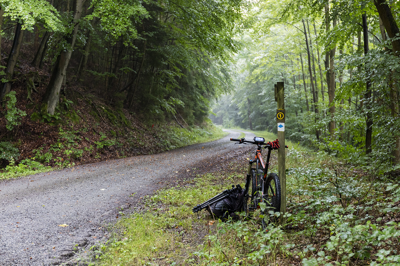 Another break waiting for the rain to clear, Amorbach Am1 Bike Trail, Bavaria, Germany