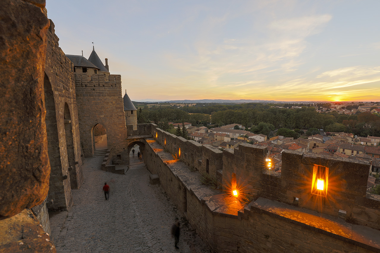 Sunset above the Fort, Carcassonne, France