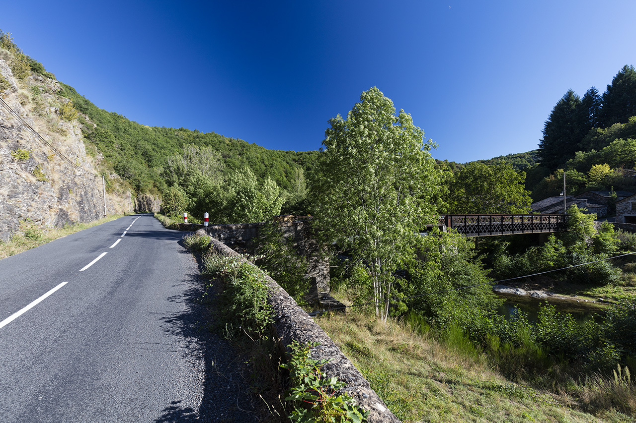 Valley road in the Cevennes near Florac, France