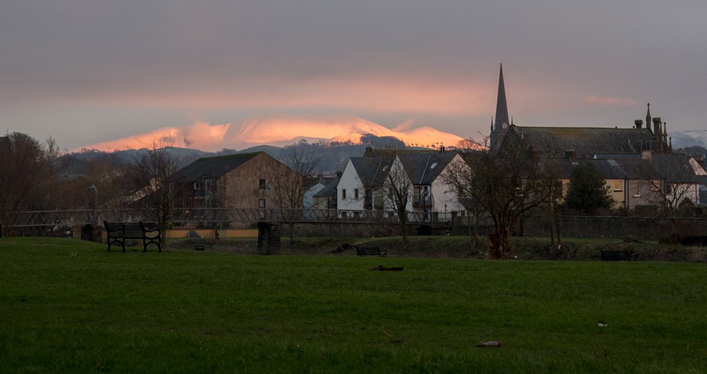 Lake District Mountain Range with Skiddaw at sunset, Lake District, United Kingdom