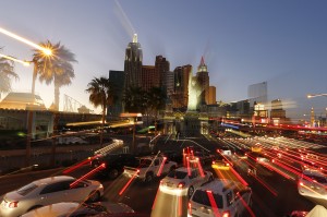 Dynamic shot of The Strip at night