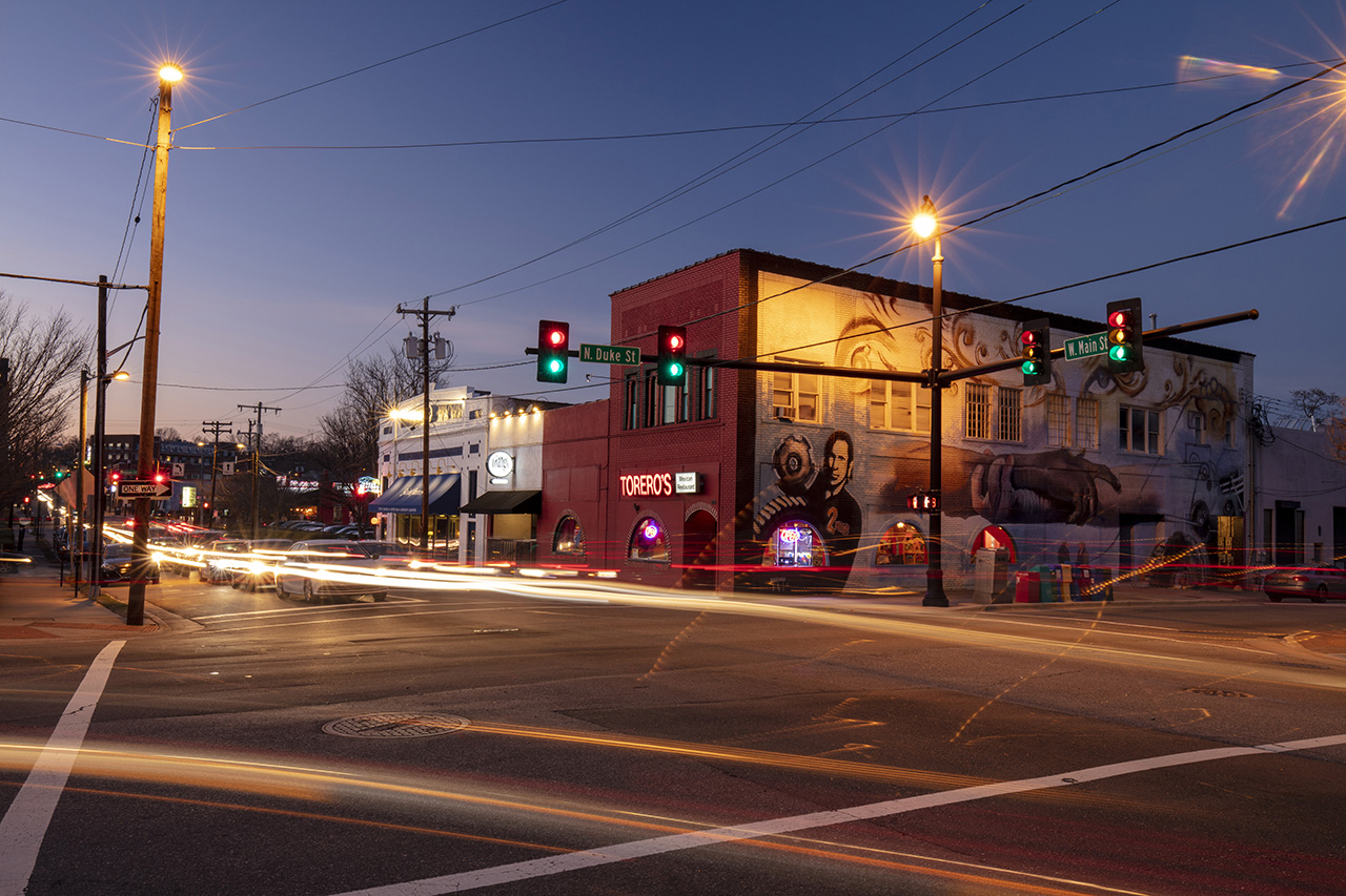 North and Main Street, Durham, North Carolina, USA