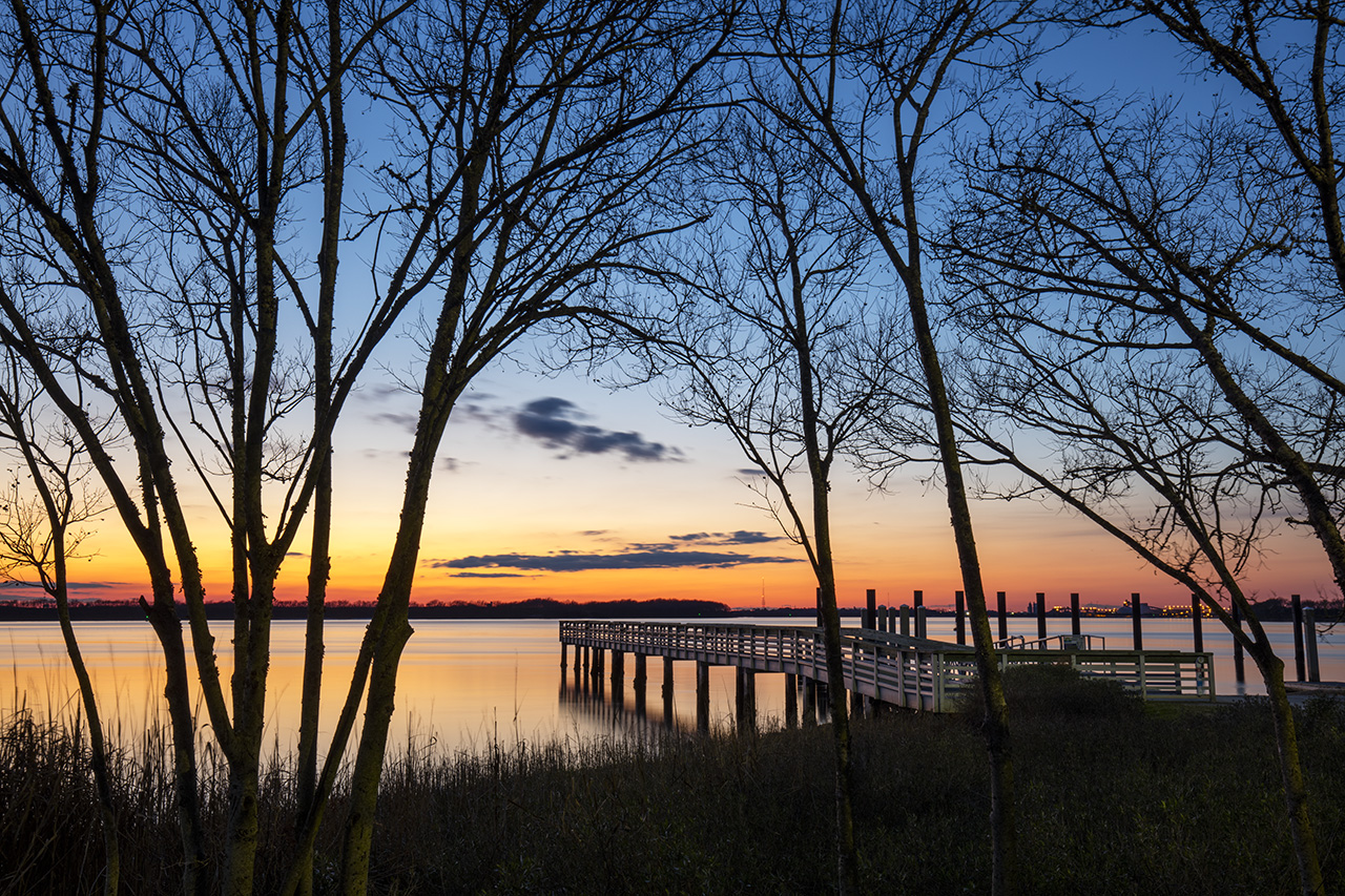Remley Point Boat Pier and Cooper River, Mount Pleasant, South Carolina, USA