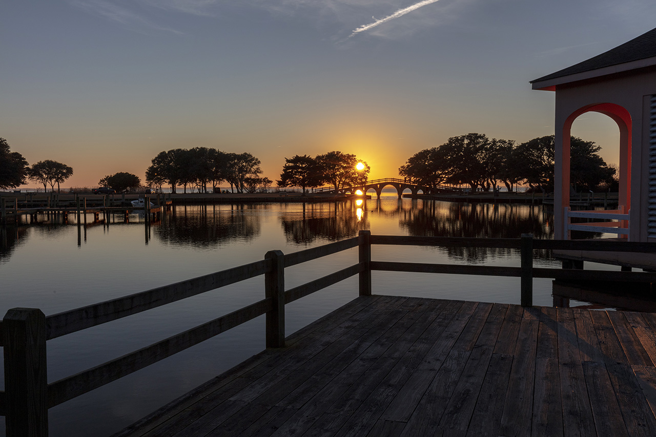 Historic Corolla Park bei Sonnenuntergang, Corolla, Outer Banks, North Carolina, USA