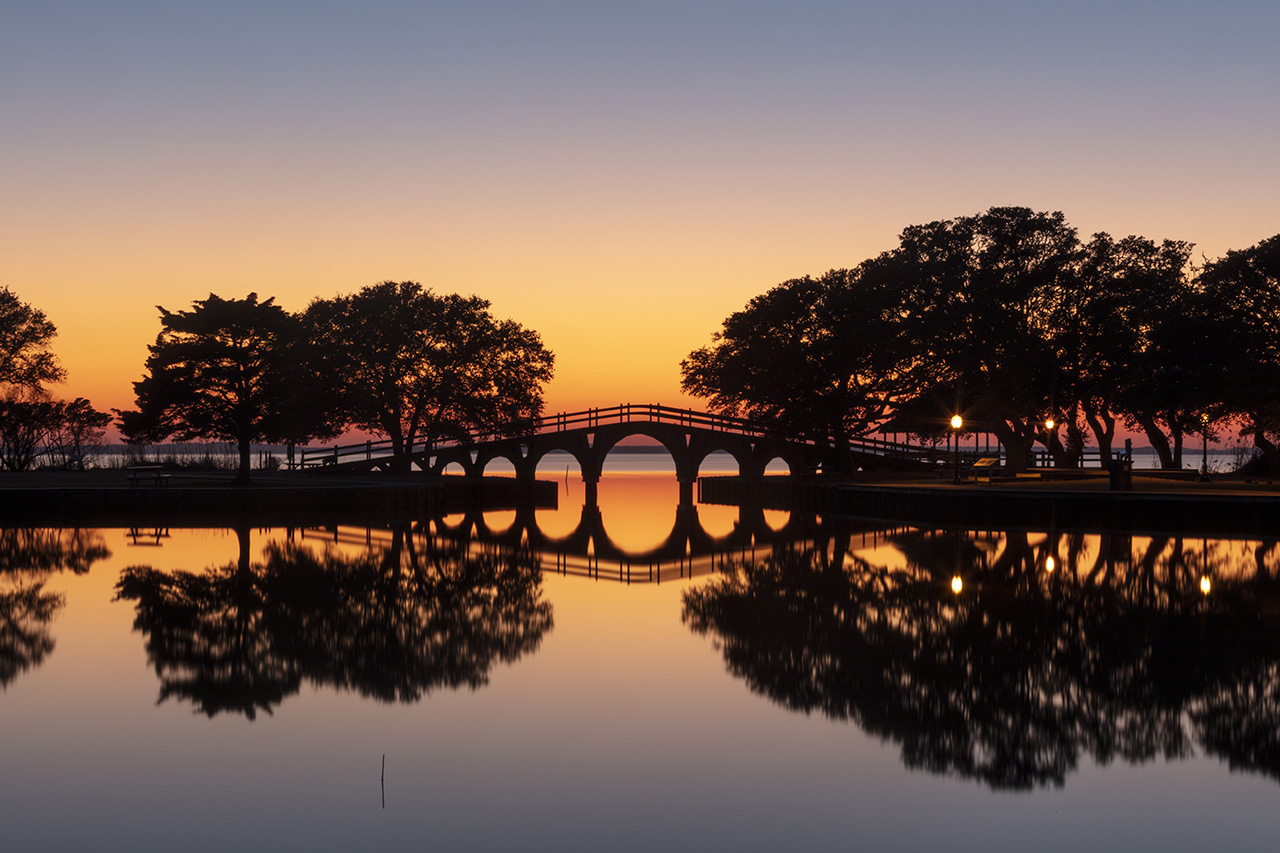 Historic Corolla Park bei Sonnenuntergang, Corolla, Outer Banks, North Carolina, USA