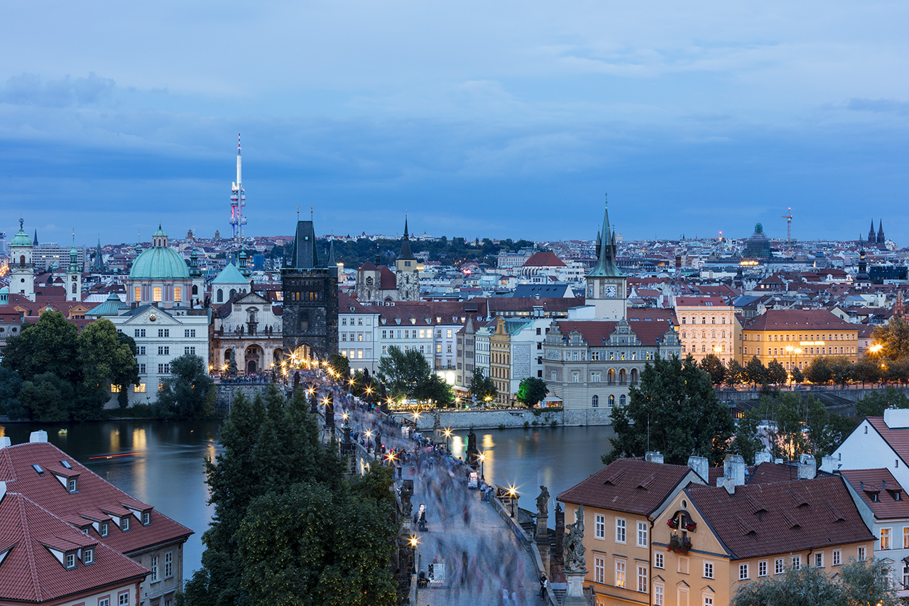 Charle's bridge at dusk, Prague, CZ