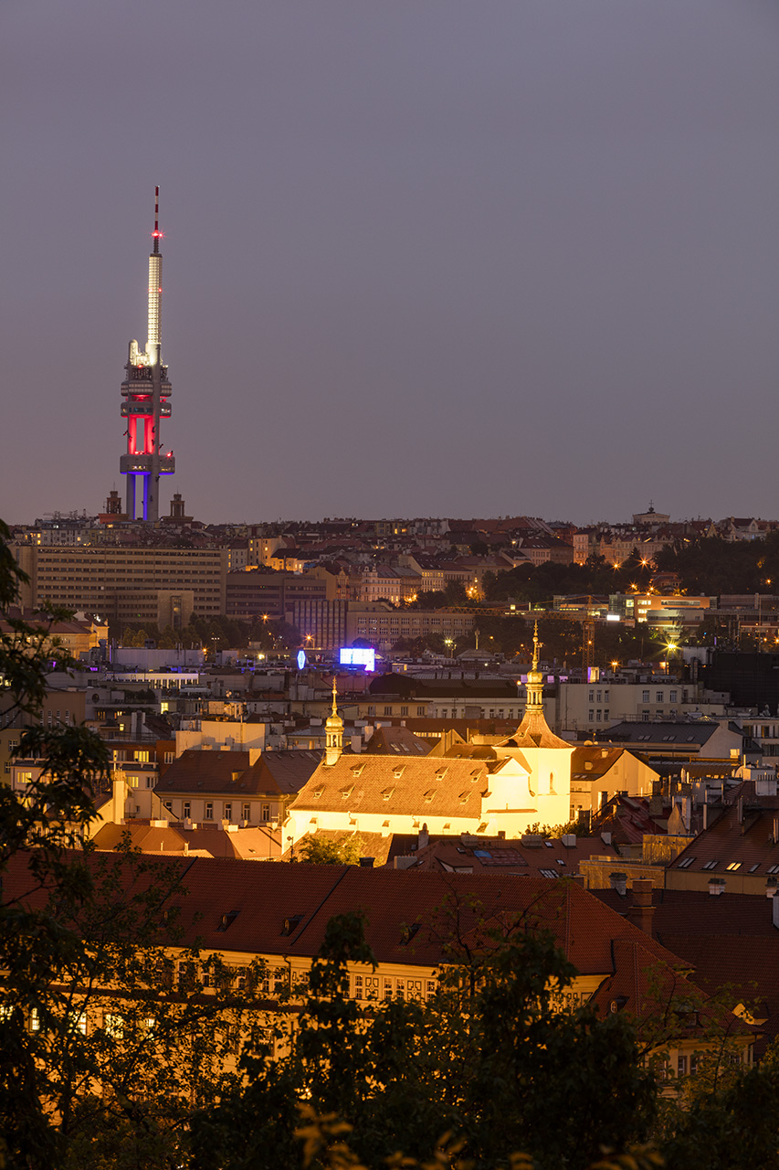 View to the TV tower from the Letná hill, Prague, CZ