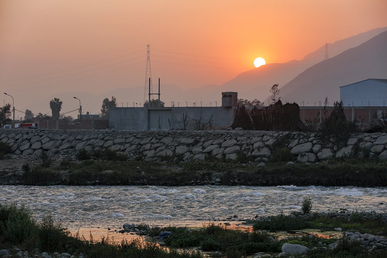 Sunset near what is supposed to become the 'Green Boulevard', Ate, Lima, Peru