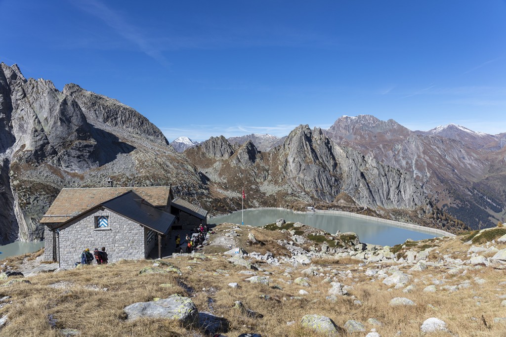 Albignia Hütte SAC above Val Bregaglia, Grisons, Switzerland