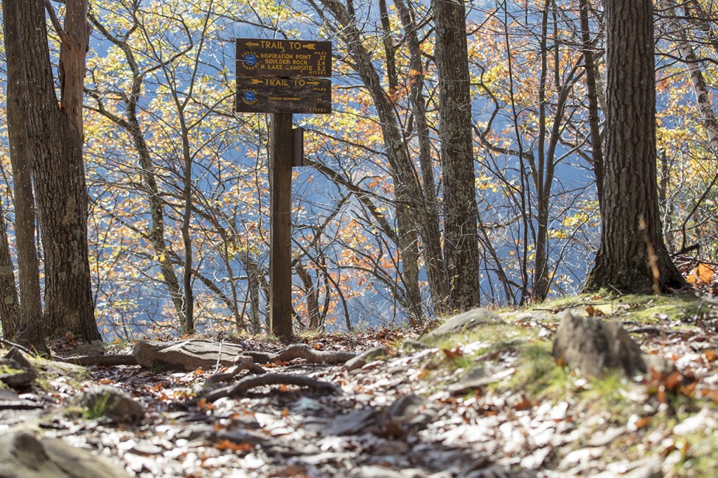 Hiking the ledges near Sunset and Inspiration Point, North-South Lake, Hunter, New York, USA