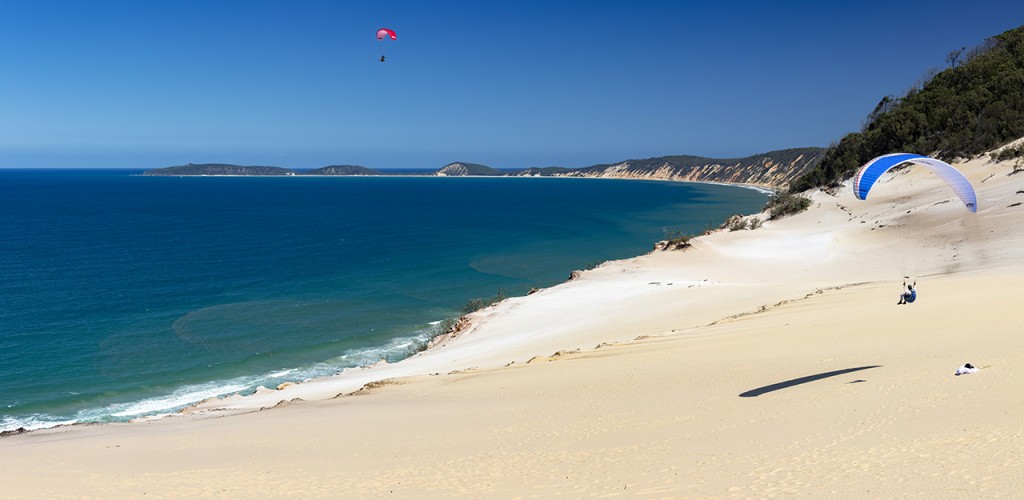 Carlo Sand Blow and paragliders, Rainbow Beach, Queensland, Australia