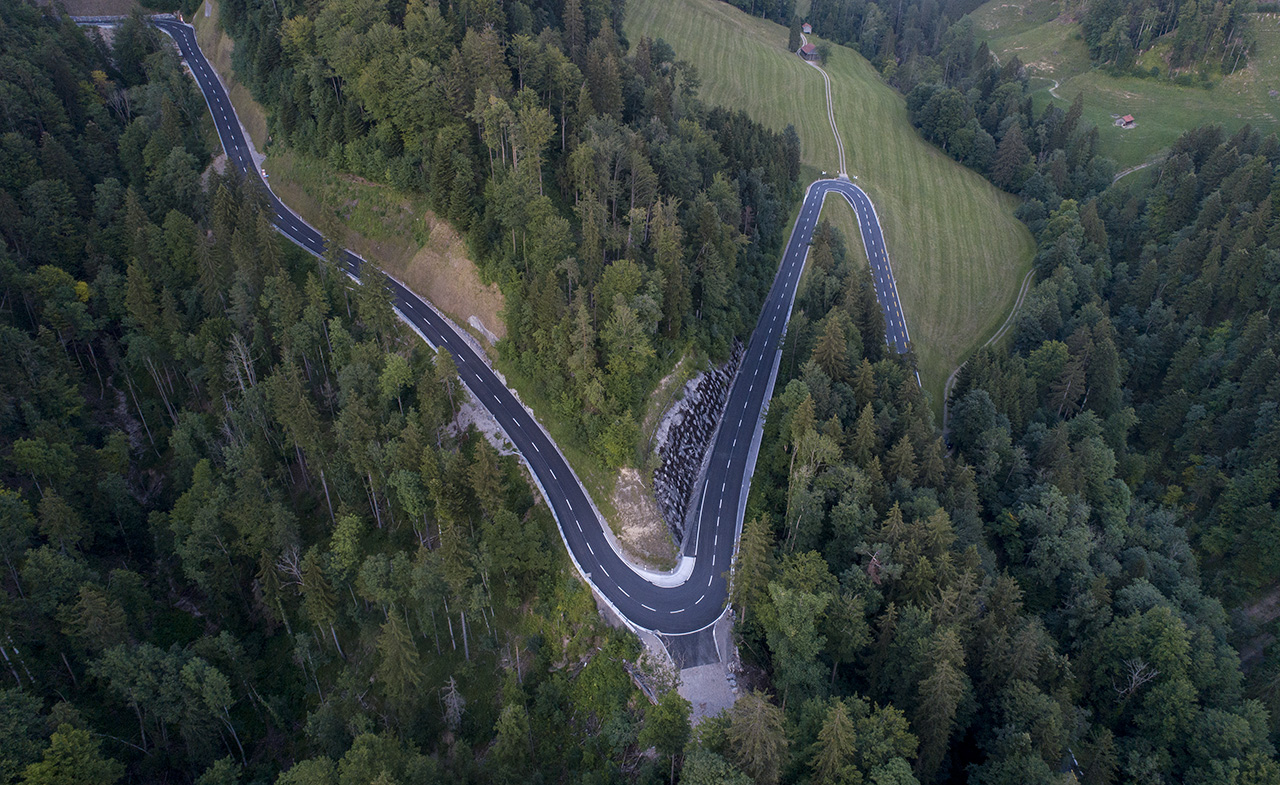 Pass road at Hulftegg, Thurgau/Zurich, Switzerland