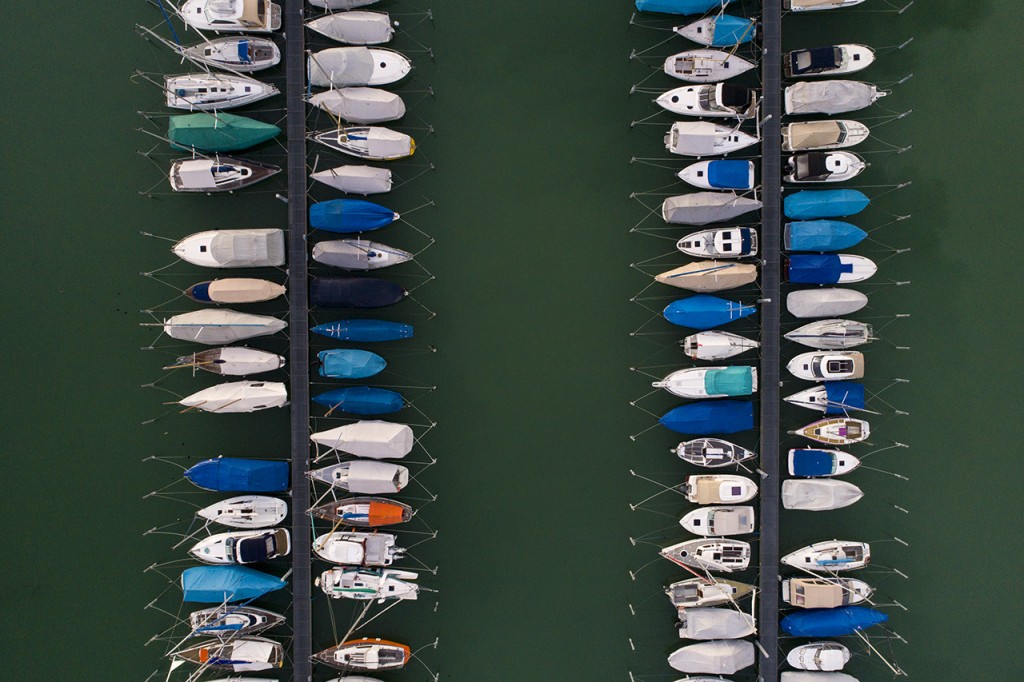 Looking down on boats, Kreuzlingen harbor, Thurgau, Switzerland