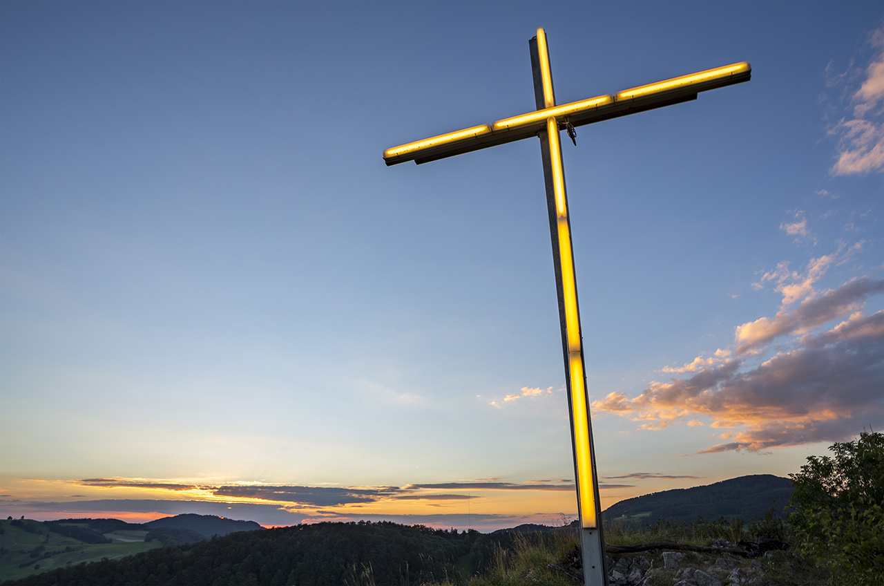 Geissflueh summit cross, Jura mountains, Solothurn, Switzerland