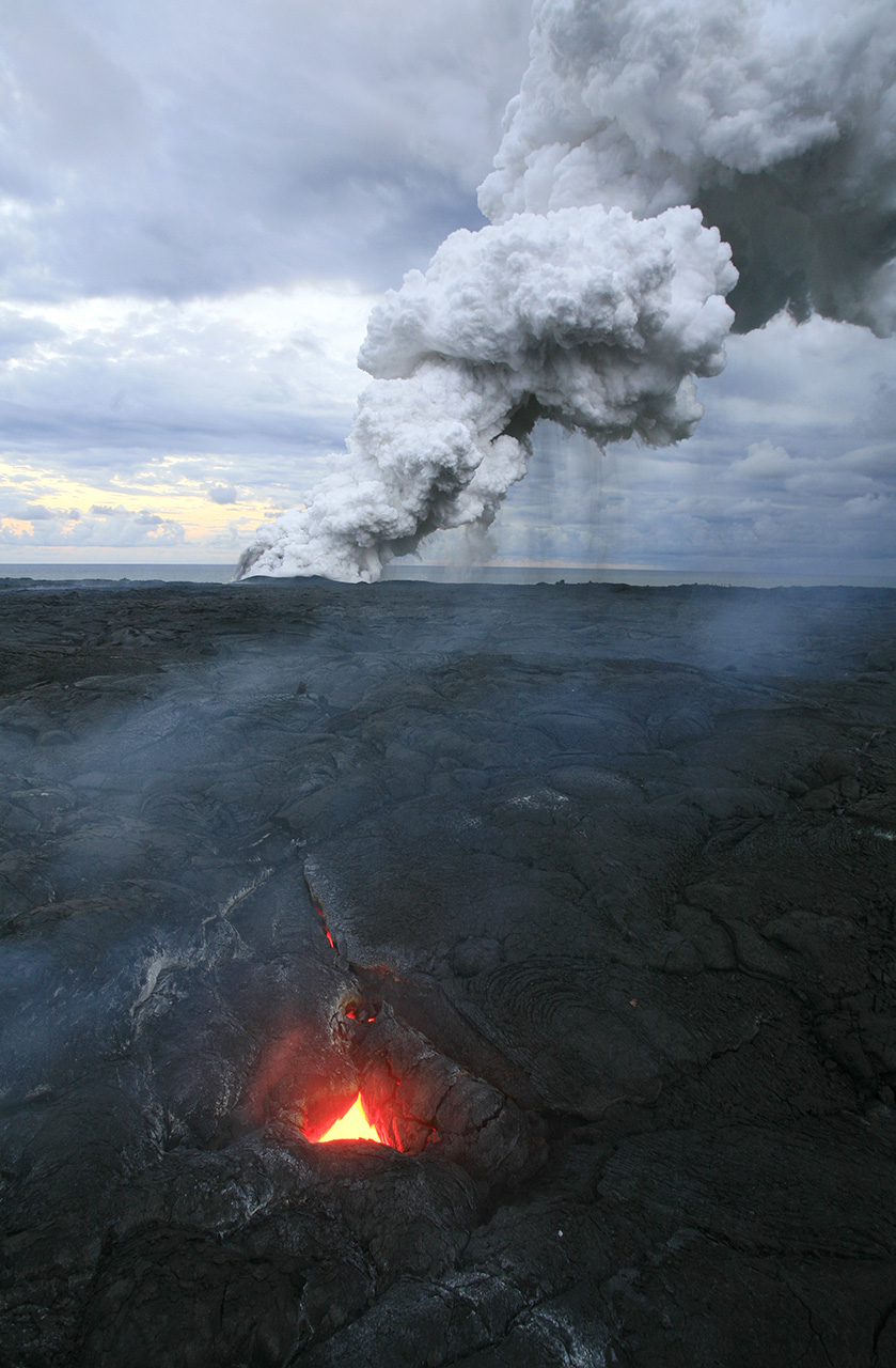 Sklight of the Eastern Rift lava flow from Kilauea volcano on Big Island, Hawai'i, USA