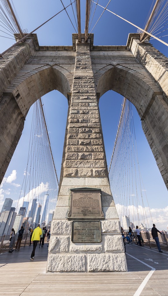 Walking the Brooklyn Bridge, New York, USA