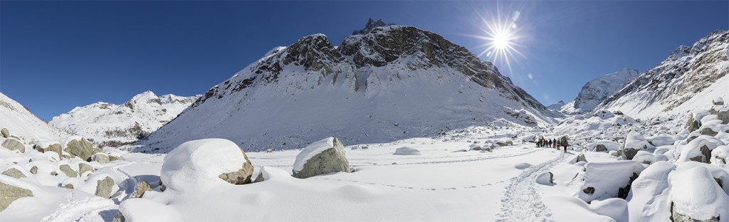 Zinal glacier and Moming mountain flank, Zinal, Valais, Switzerland