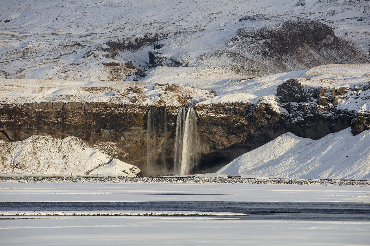 Telephoto shot of Seljalandsfoss, Iceland