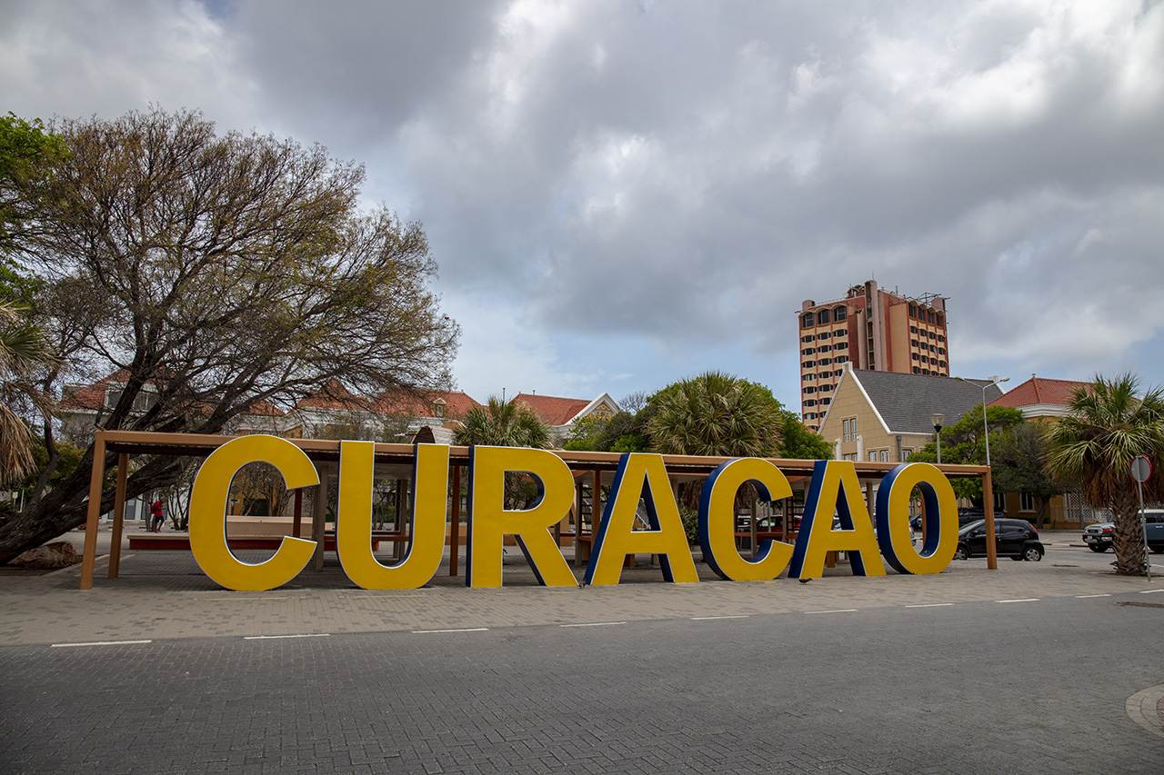 Curacao sign in Willemstad, Curacao, Caribbean