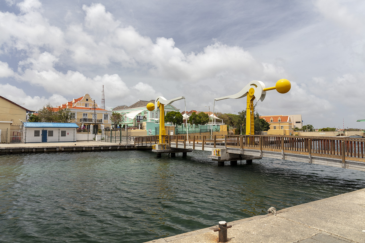 Bridge that can open sideways in Willemstad, Curacao, Caribbean