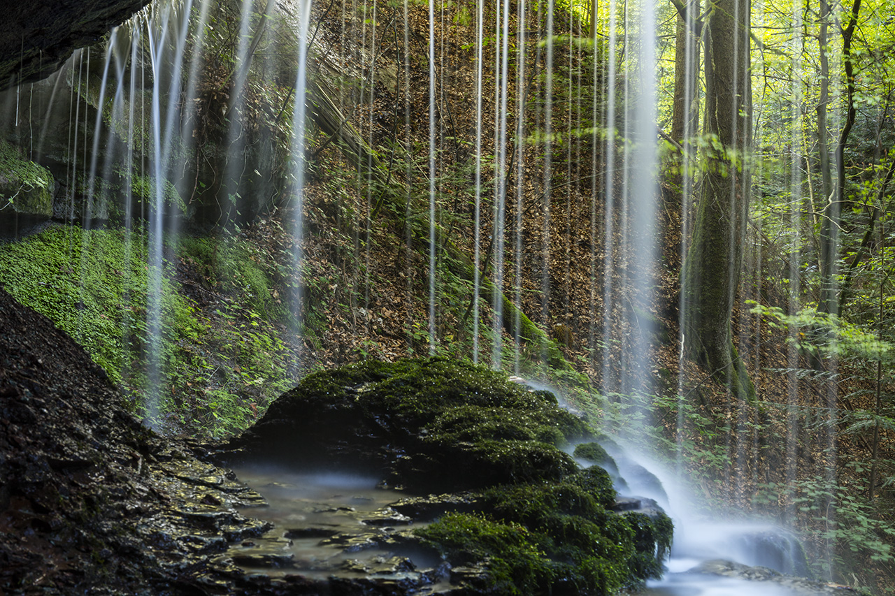 View behind Upper Hörschbach Waterfall, Murrhardt, Germany