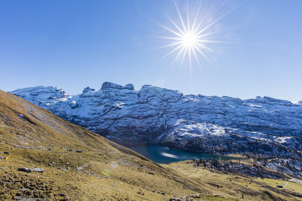 Low midday sun in late October, Melchsee Frutt, Obwalden, Switzerland