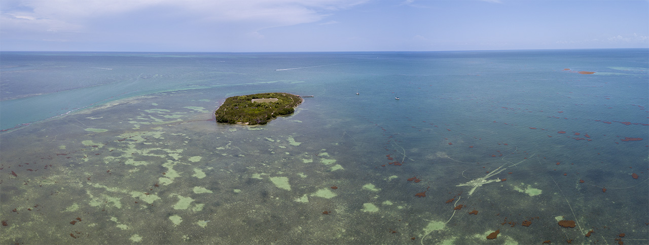 Tiny key and ocean floor, Key West, Florida, USA