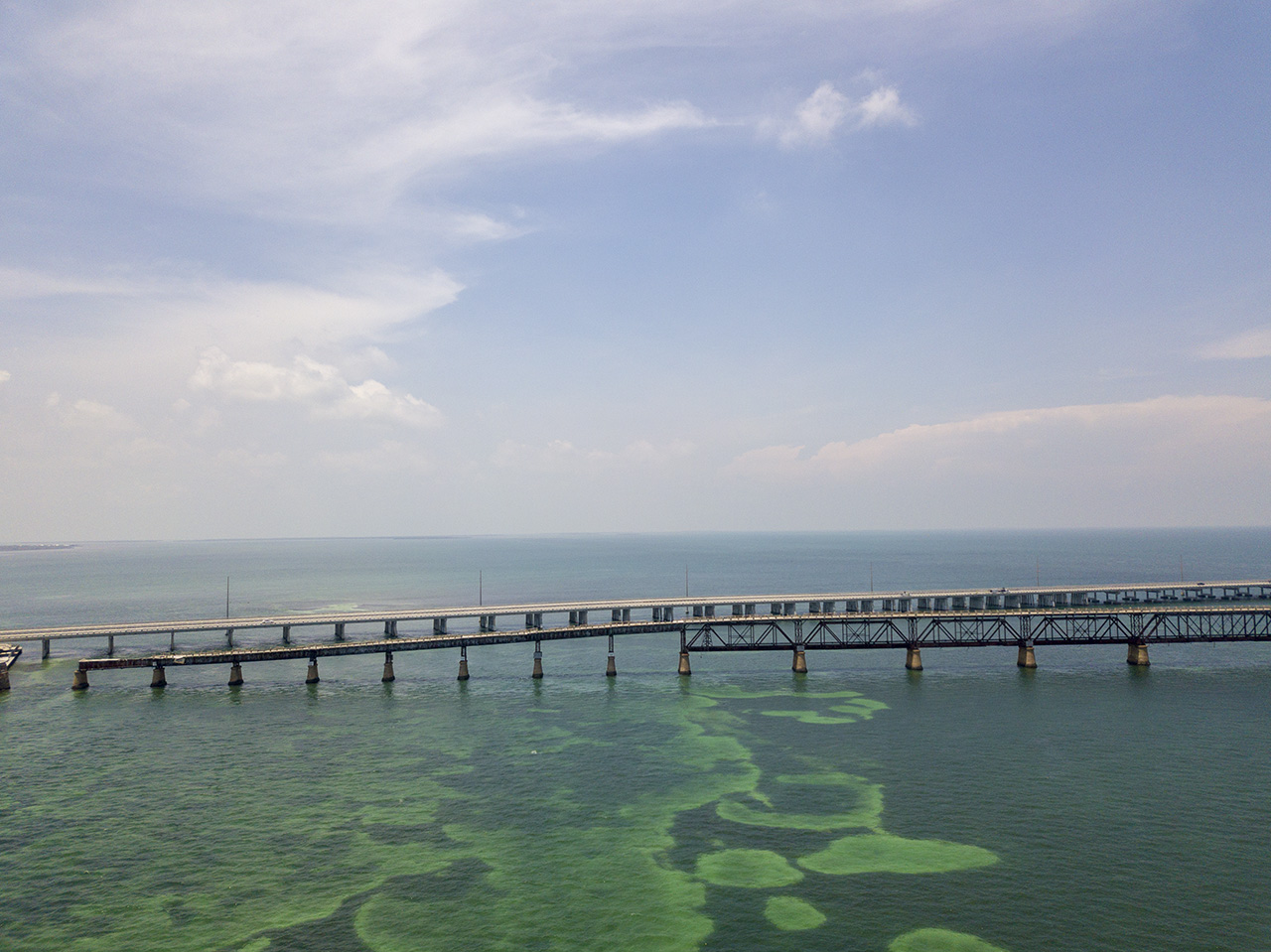 Overseas highway, old and new, Florida, USA