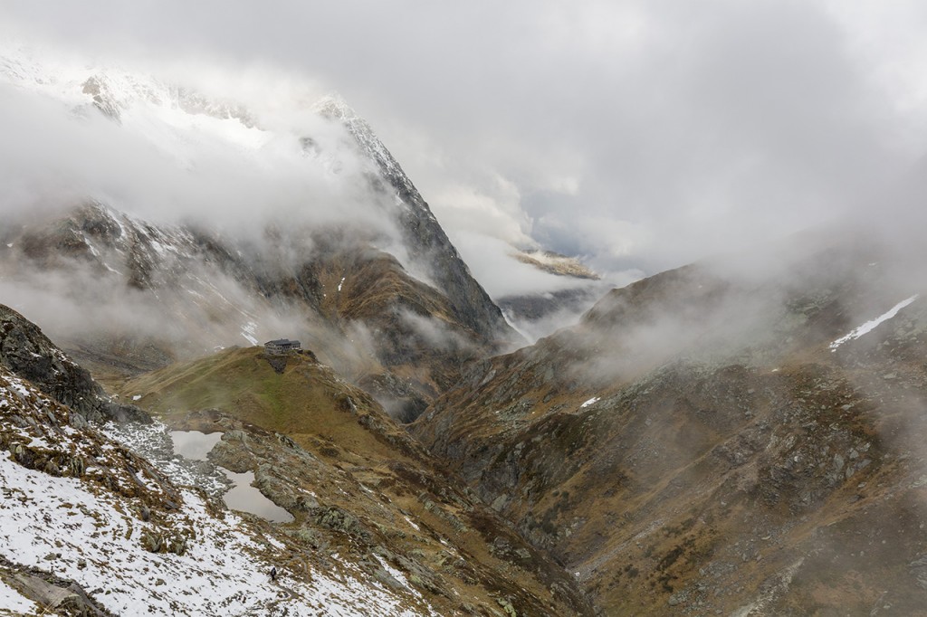 View to Terri SAC hut, Grisons, Switzerland