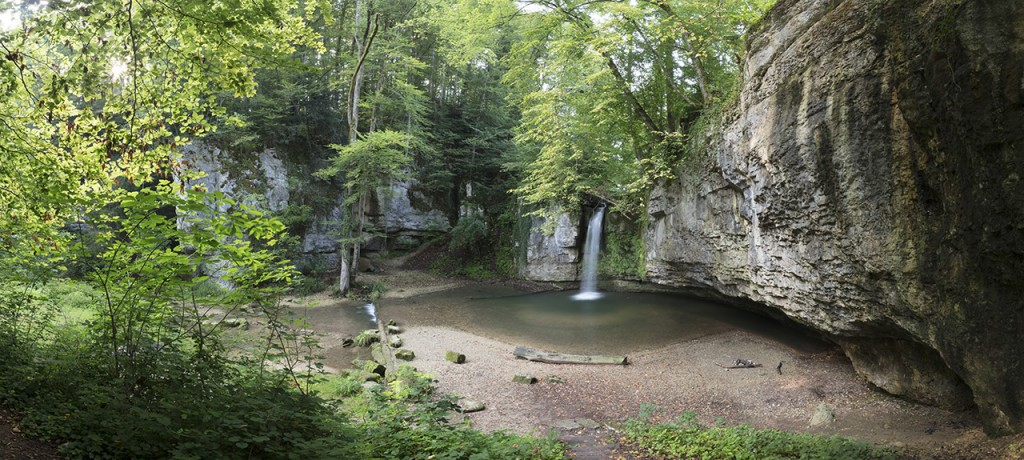 Giessen waterfall panorama, BL, Switzerland