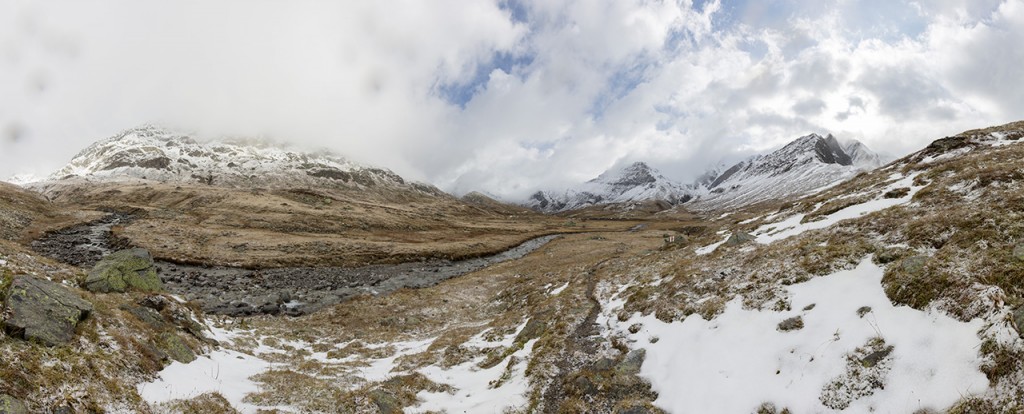 Panorama of Greina plain, Grisons, Switzerland