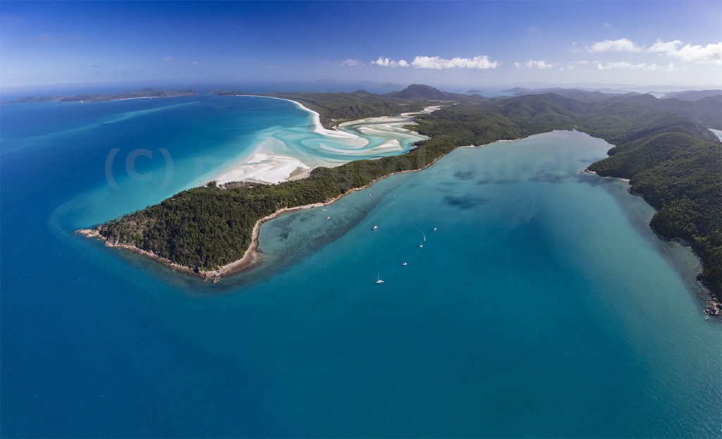 Whiteheaven Beach pano from the air, Whitsunday Islands, Airlie Beach, Queensland, Australia