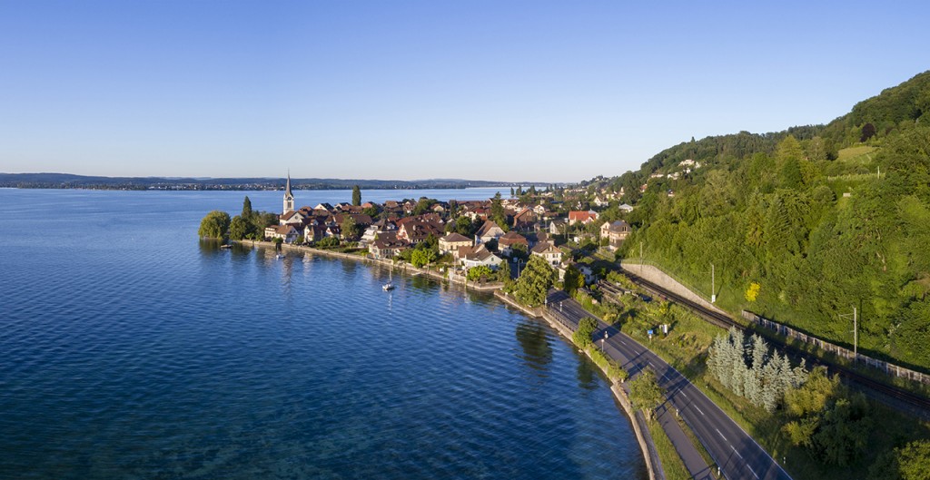 Luftaufnahme von Berlingen am Untersee, Thurgau, Schweiz