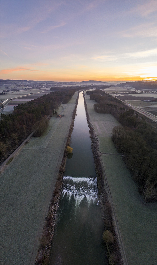 Dawn above Thur near Pfyn, Thurgau, Switzerland